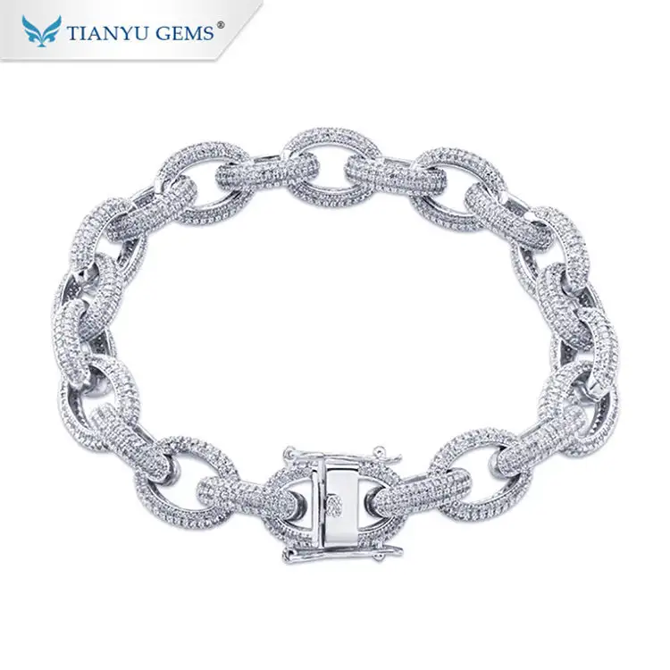 Tianyu Gems lock bracelet luxury Cuba bracelet moissanite yellow diamond white diamond group set full diamond bracelet 1