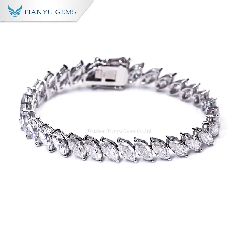 Tianyu Gems 14k\18k white gold diamond bracelet women marquise moissanite diamond fashion bracelet for gift 1