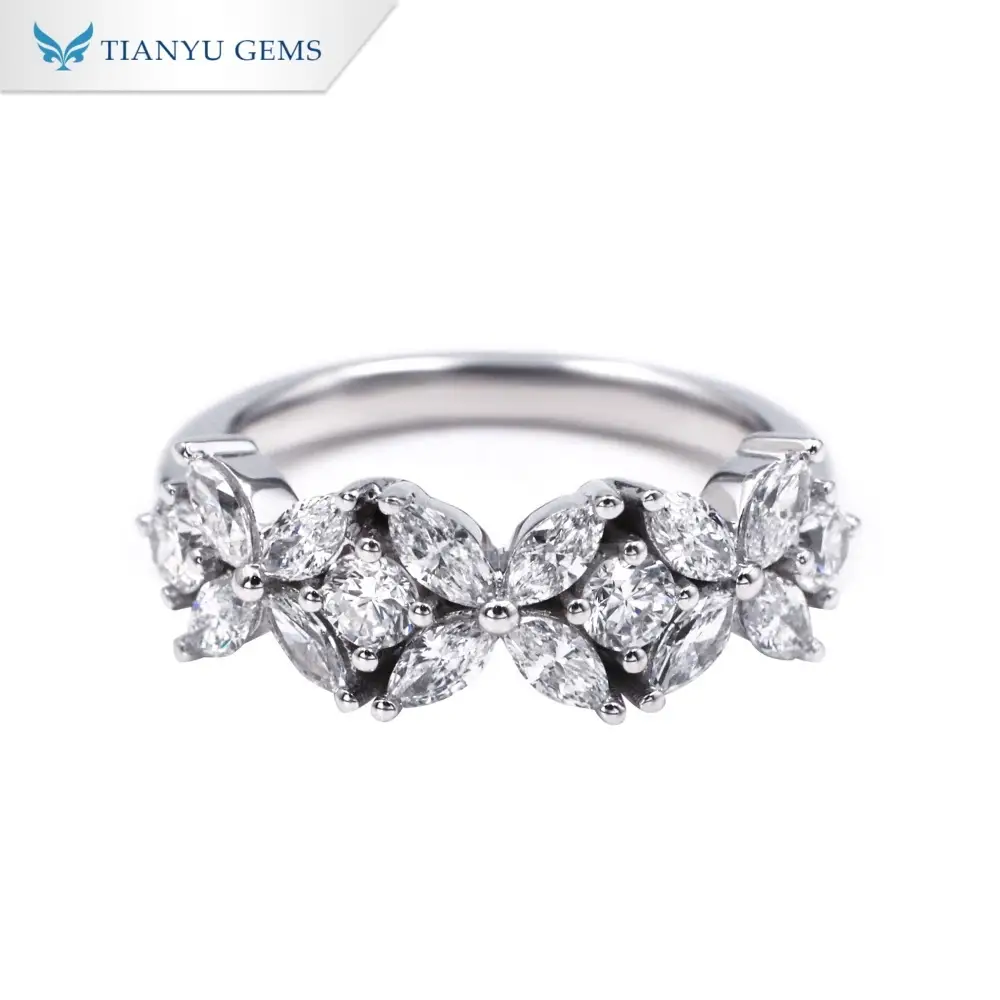 Tianyu Gems White Gold Wedding Band Lab Diamond Eternity Ring For Women 1