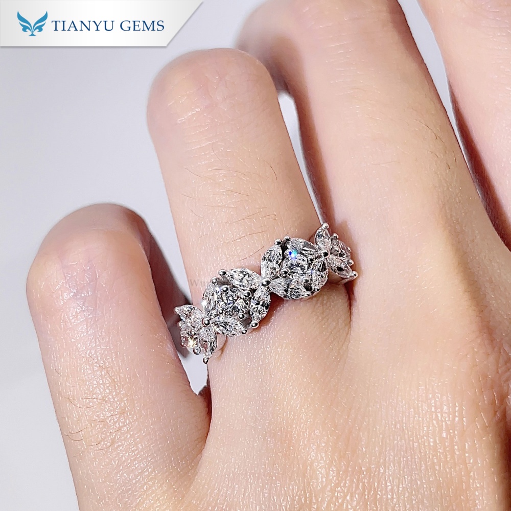 Tianyu Gems White Gold Wedding Band Lab Diamond Eternity Ring For Women 4