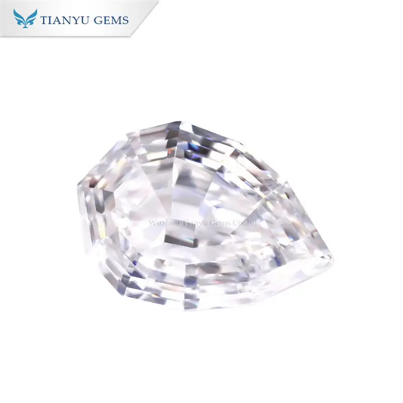 Tianyu Gems 8*10 Detangon Pear Step Cut white moissanite 1