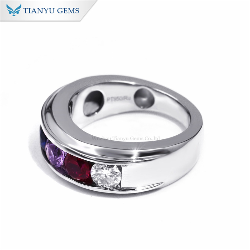 Tianyu Gems Lab Grown Gemstone Herrring PT950 Moissanitring 6