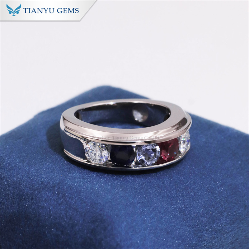 Tianyu Gems Lab Grown Gemstone Herrring PT950 Moissanitring 2