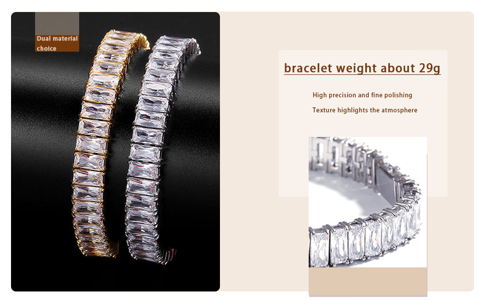 Tianyu Gems Gold Jewelry Wholesale Vendors Rectangle Moissanite Full Diamond Bracelets Cuba Luxury Style1 4
