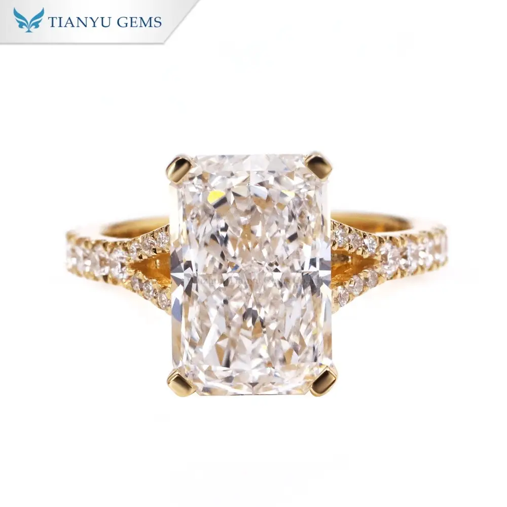 Tianyu Gems Yellow Gold Lab Grown Diamond Engagement Ring 18k Gold Radiant Cut Ring 1