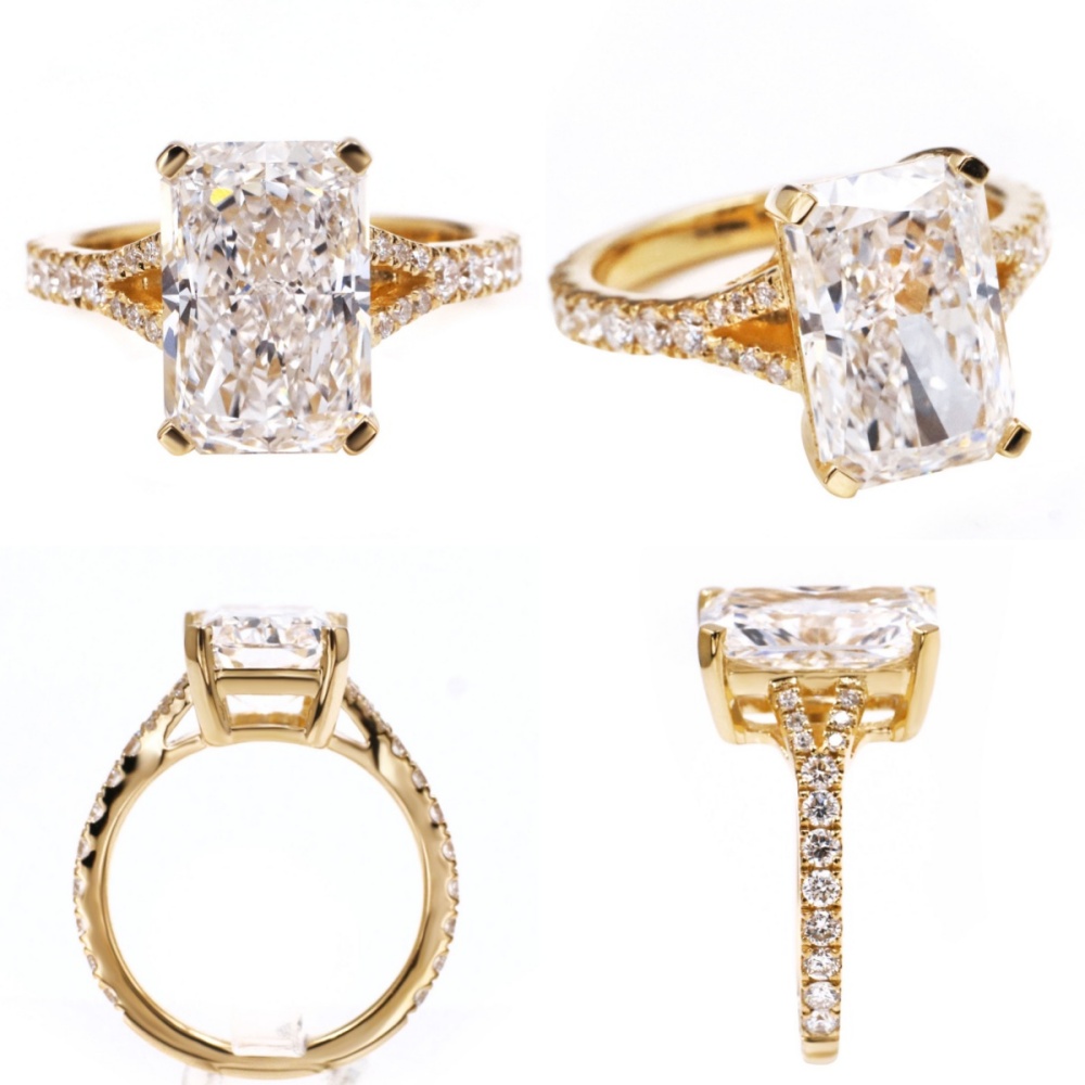 Tianyu Gems Yellow Gold Lab Grown Diamond Engagement Ring 18k Gold Radiant Cut Ring 6