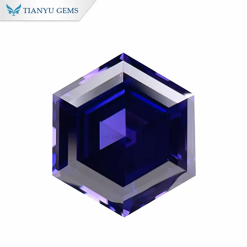 8*8mm Hexagon Step Cut Blue Sapphire Purple Stone 1