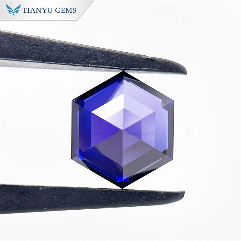 8*8mm Hexagon Step Cut Blue Sapphire Purple Stone 8