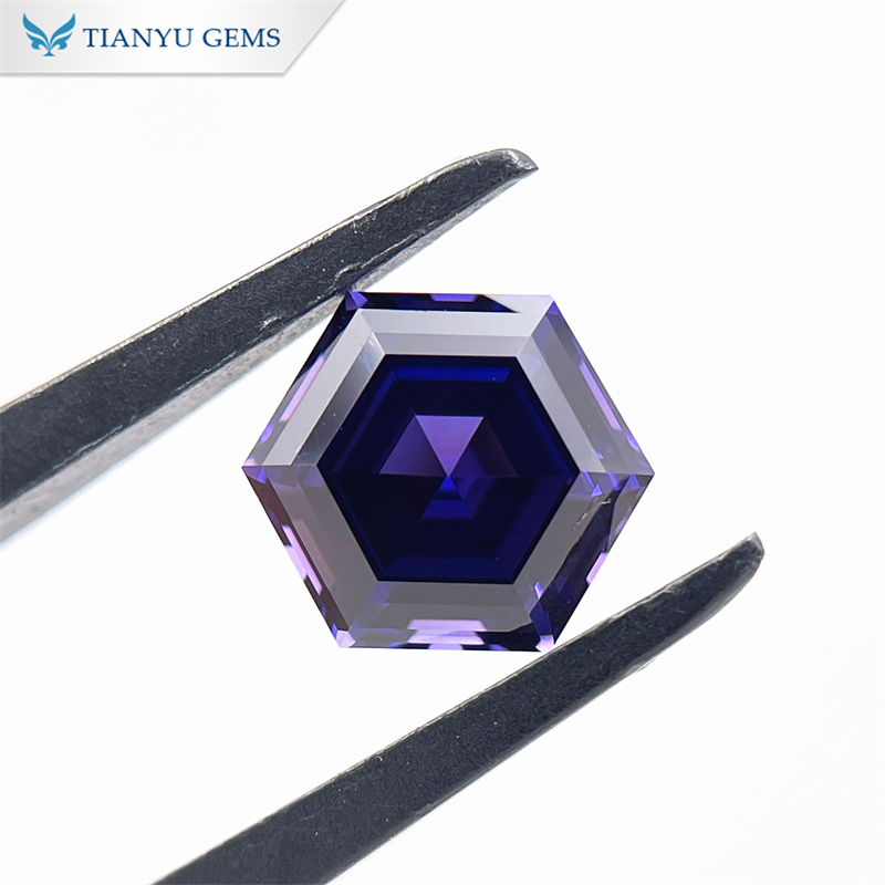 8*8mm Hexagon Step Cut Blue Sapphire Purple Stone 7