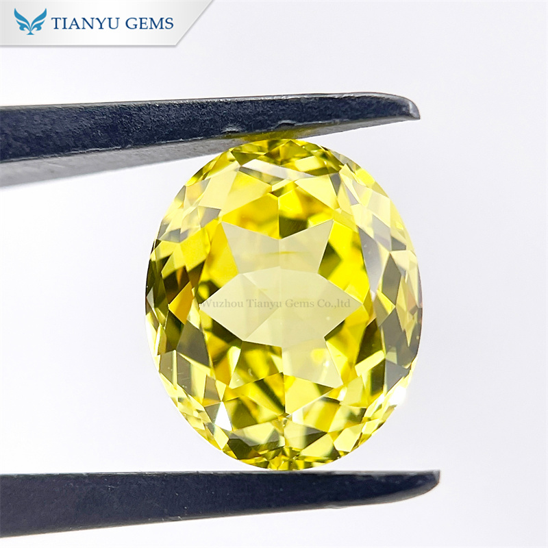 8*10mm Handmade Oval Natural Cut Yellow Sapphire Lab Created Gemstone 8