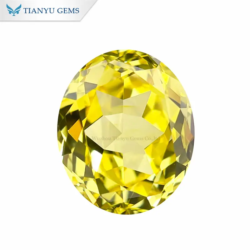 8*10mm Handmade Oval Natural Cut Yellow Sapphire Lab Created Gemstone 1