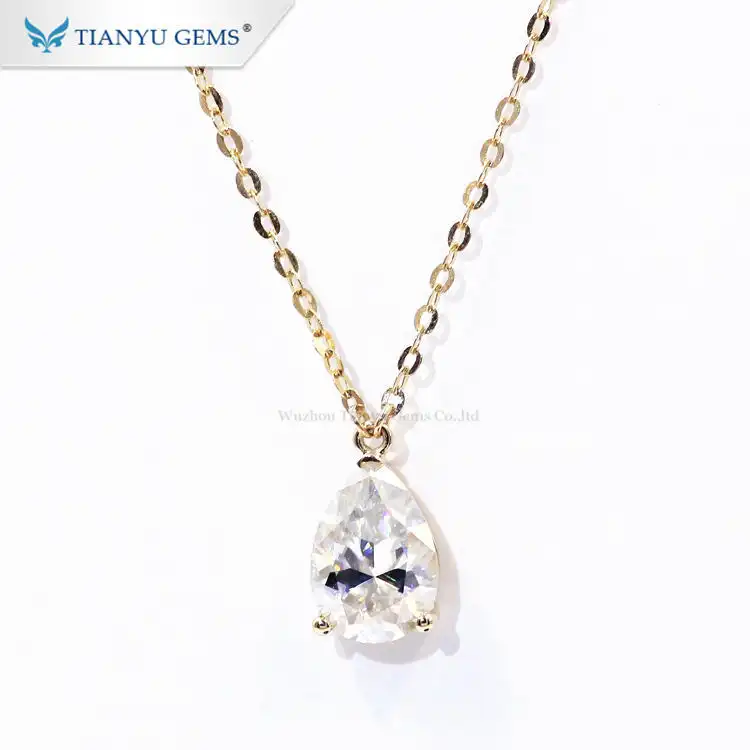 Tianyu Gems New style one carat foreverone round brilliant lab grown custom moissanite jewelry necklace 1