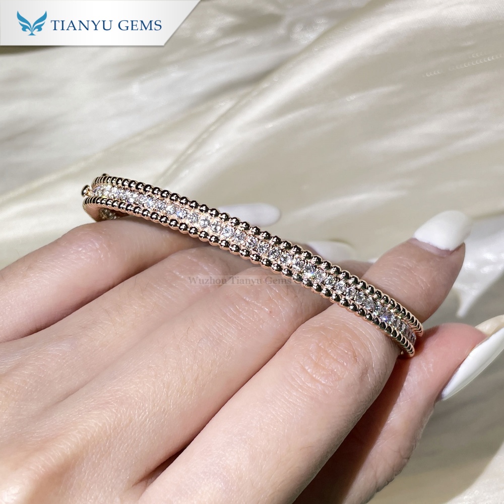 Tianyu Gems Round Cut Lab Diamond Bracelet 18k  Rose Gold Bracelet 2