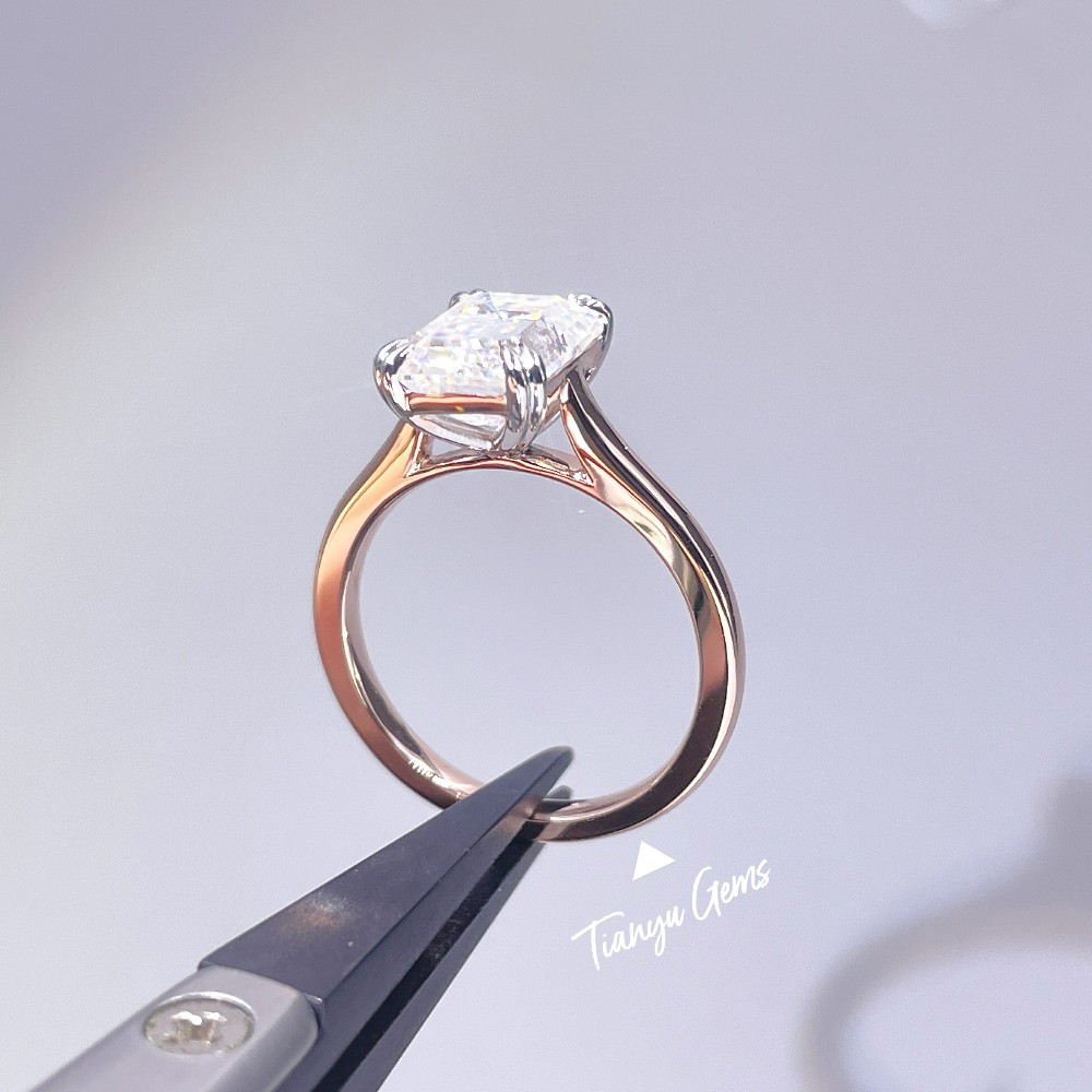 Tianyu Gems Classic Four-Prong Rose Gold Moissanite Diamond Ring 3