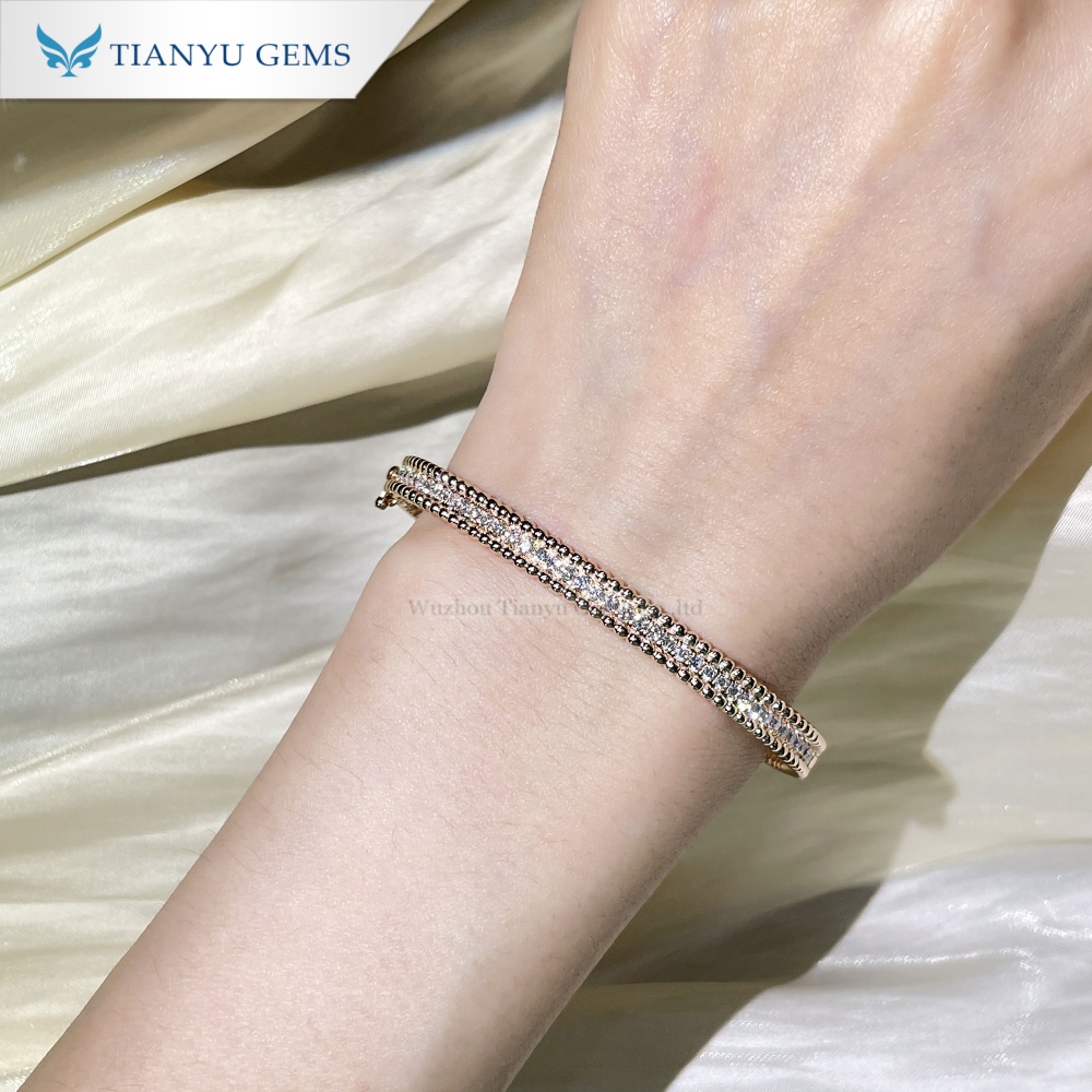 Tianyu Gems Round Cut Lab Diamond Bracelet 18k  Rose Gold Bracelet 4