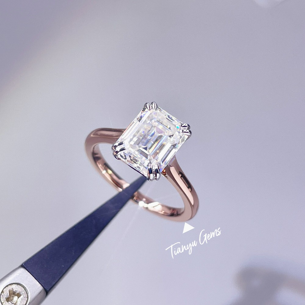 Tianyu Gems Classic Four-Prong Rose Gold Moissanite Diamond Ring 2