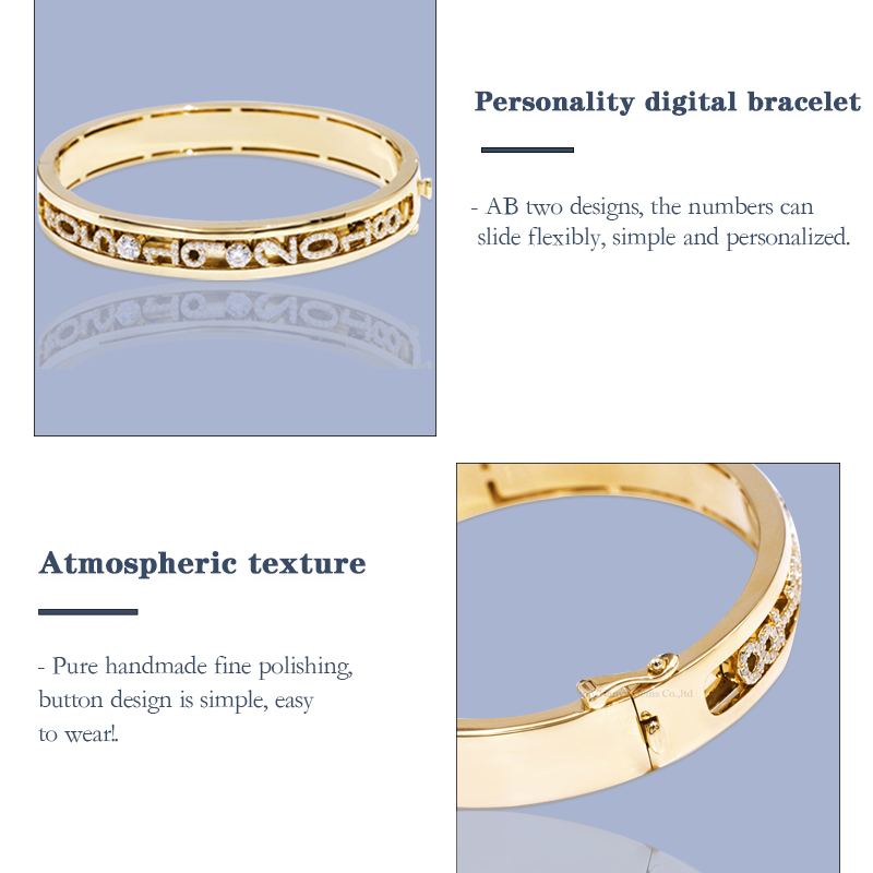 Tianyu Gems Personalized Digital Bracelet 10k Yellow Gold Bracelet 3