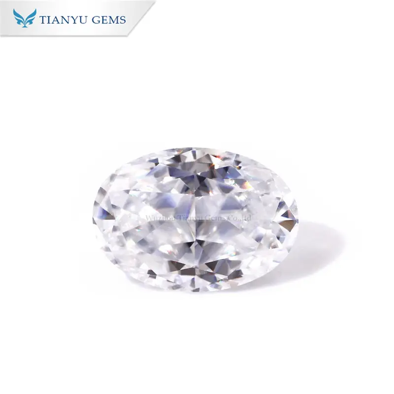 Tianyu Gems 8*10mm Oval Hydrid Crushed Ice Cut White Moissanite Diamond 1