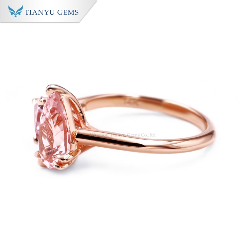 Tianyu Gems Toi et Moi Engagement Ring Pink Lab Sapphire Pear Cut Morganite Ring 6