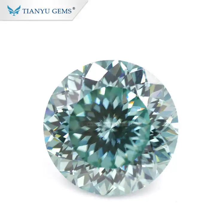 Customized Round Shape Hundred Facets Portuguese Cut Blue Moissanite Manufacturer 1