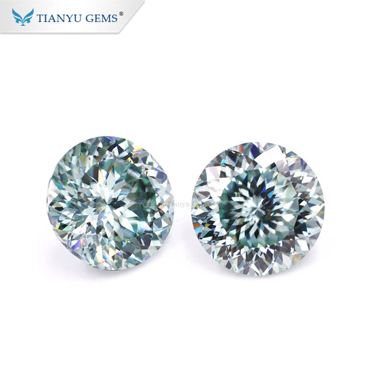 Customized Round Shape Hundred Facets Portuguese Cut Blue Moissanite Manufacturer 8