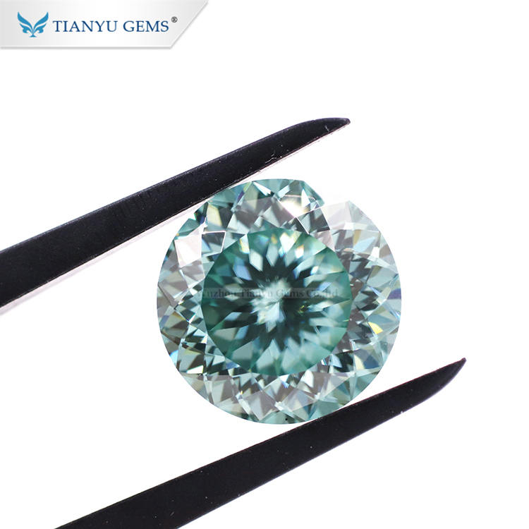 Customized Round Shape Hundred Facets Portuguese Cut Blue Moissanite Manufacturer 7