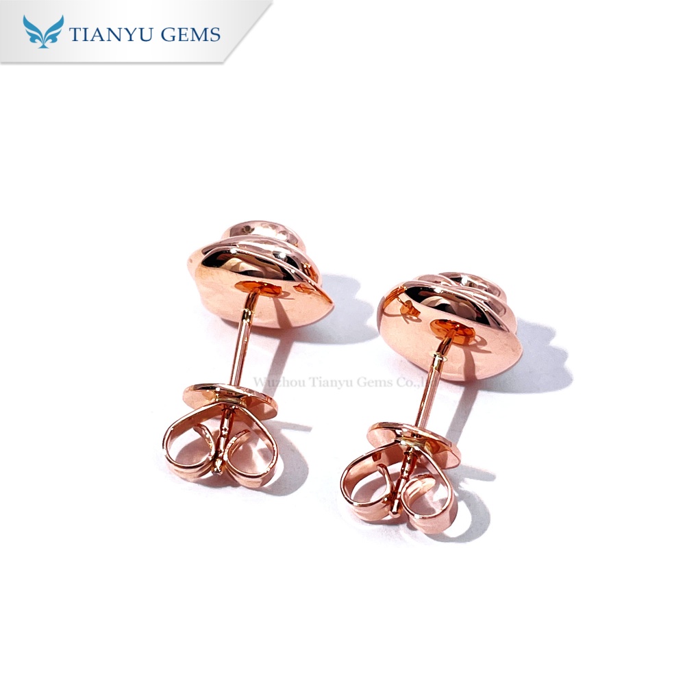 Tianyu Gems 18k Rose Gold Earrings Round Cut Moissanite Diamond Earrings 6