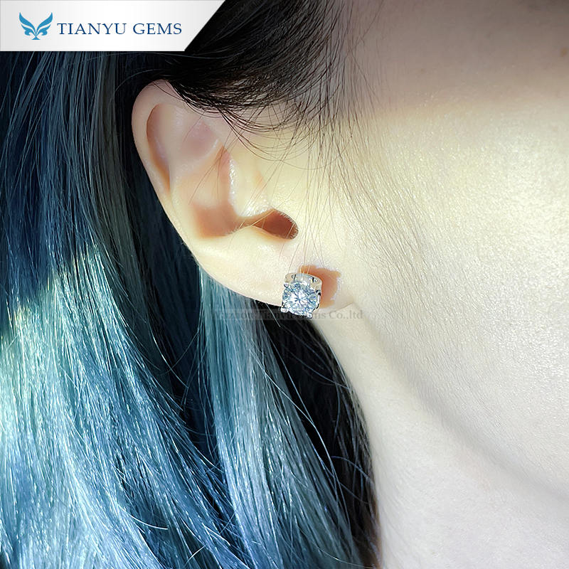 Tianyu gems simple jewelry 1carat moissanite cow head sterling 925 silver stud earrings 10