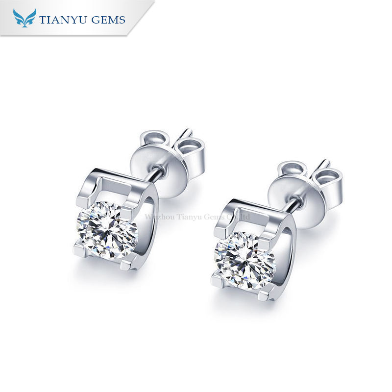 Tianyu gems simple jewelry 1carat moissanite cow head sterling 925 silver stud earrings 8