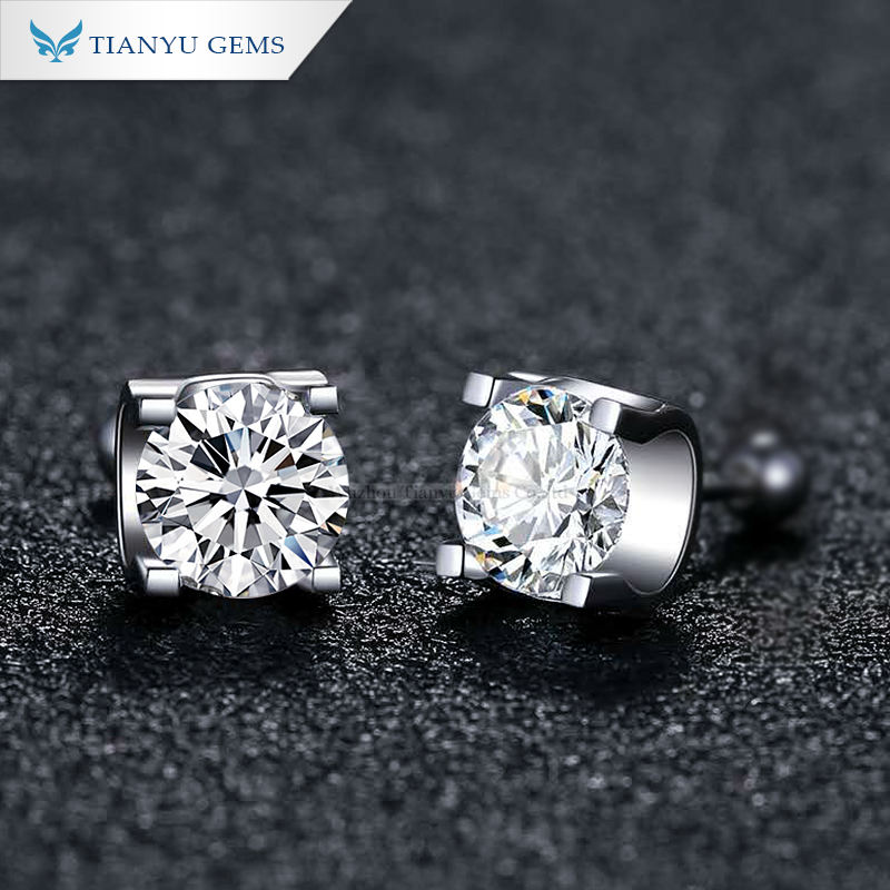 Tianyu gems simple jewelry 1carat moissanite cow head sterling 925 silver stud earrings 9