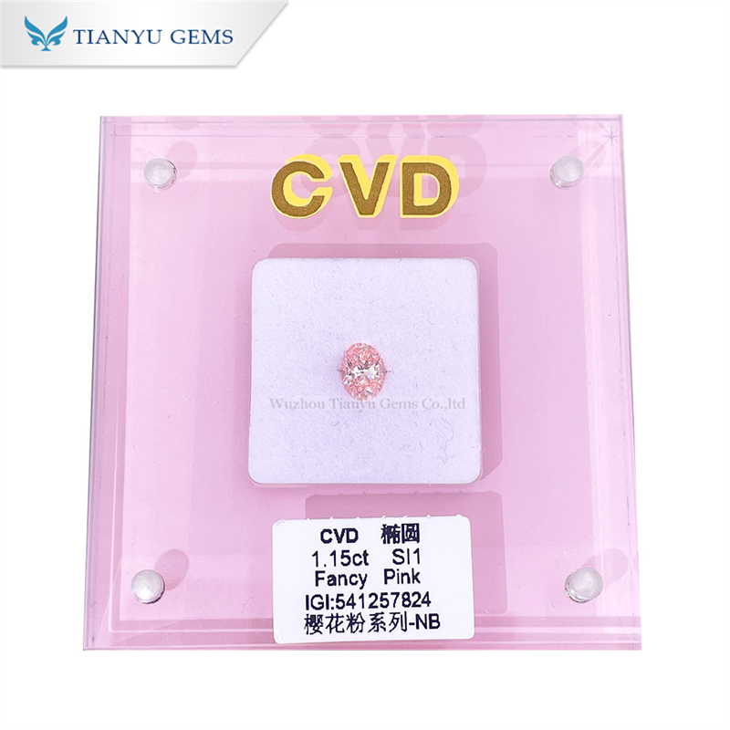 Tianyu Gems IGI Certificate 1.15ct Oval Cut Fancy Pink Lab Grown Diamond Wholesale For Custom Fancy Colors 6