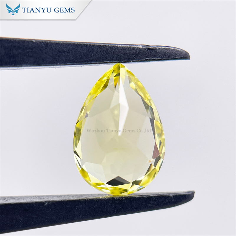 3 Carat Pear Shape Natural Cut Lab Created Canary Yellow Sapphire Gemstones Wholesale 9