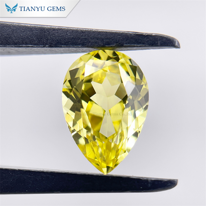 3 Carat Pear Shape Natural Cut Lab Created Canary Yellow Sapphire Gemstones Wholesale 8