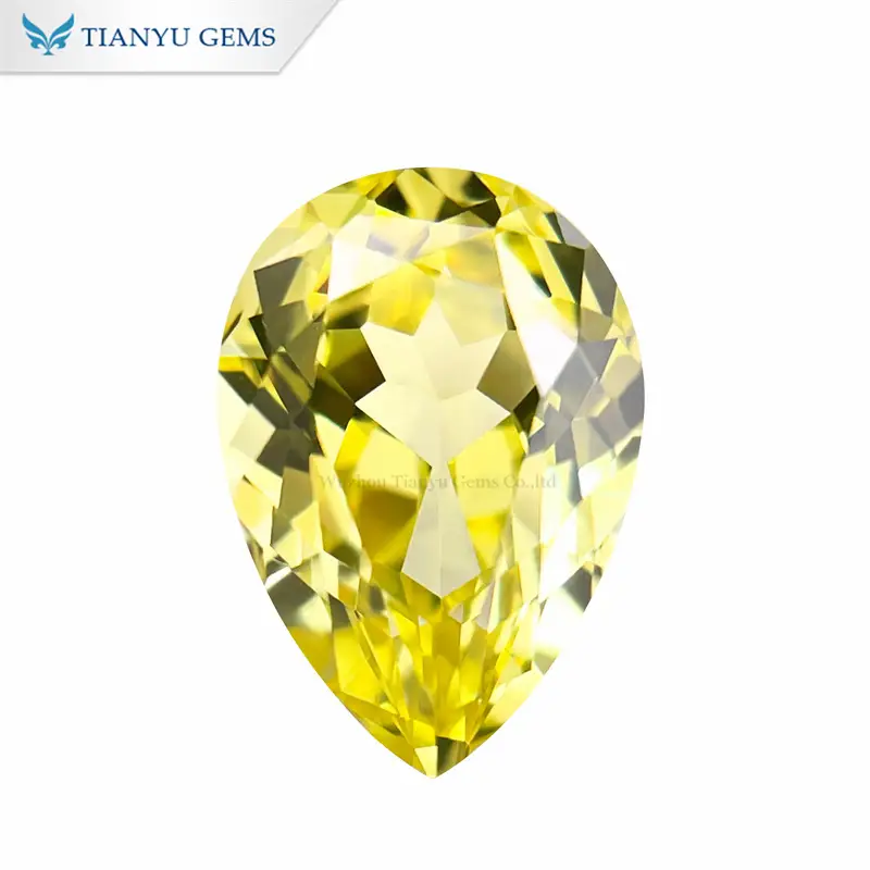 3 Carat Pear Shape Natural Cut Lab Created Canary Yellow Sapphire Gemstones Wholesale 1
