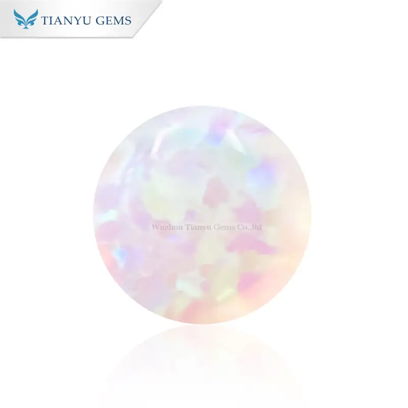 Round Cabochon Cut CP16 White Opal Synthetic Gemstone 1