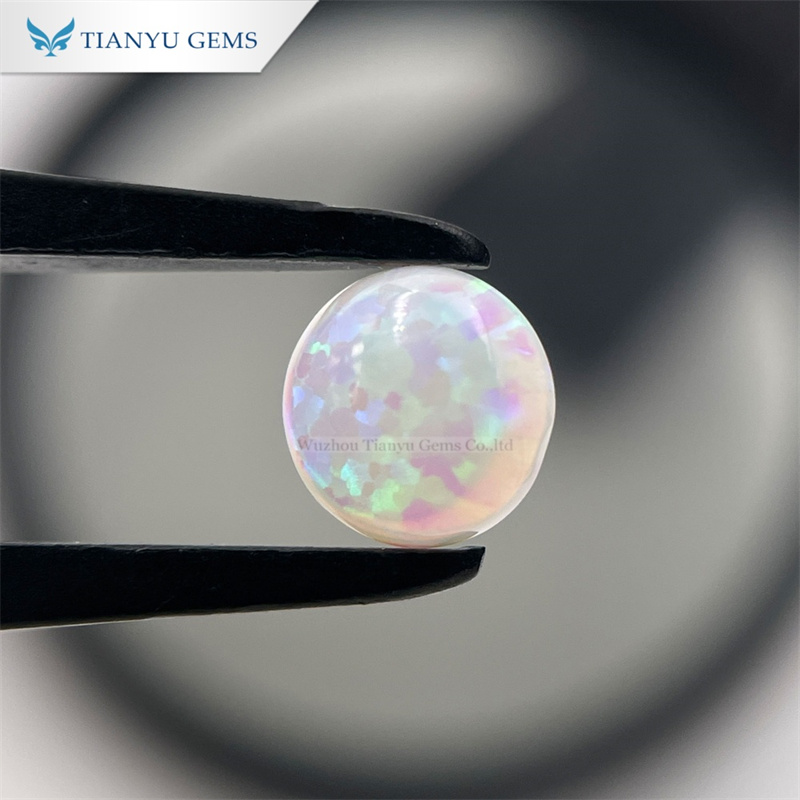 Round Cabochon Cut CP16 White Opal Synthetic Gemstone 8