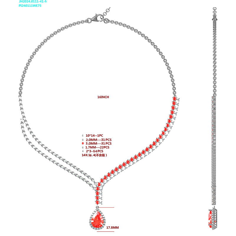 Tianyu Gems 14k Yellow Gold Jewelry Set  Lab Grown Pear Cut Red Ruby Jewelry Set 11