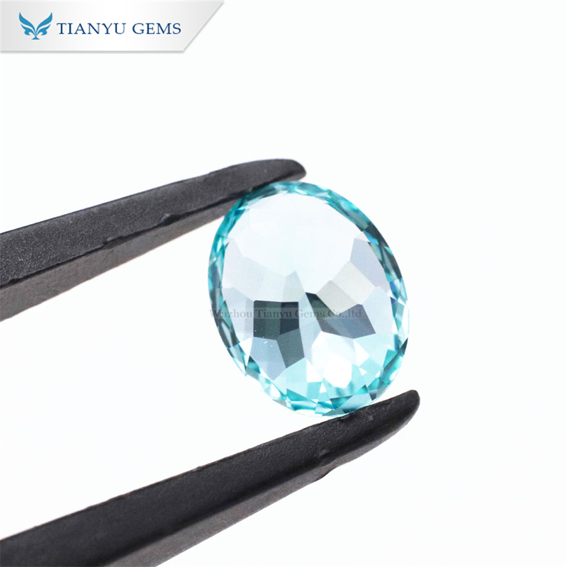 Tianyu Gems Hand Cut Oval Shape Paraiba Lab Grown Sapphire Gemstone 9