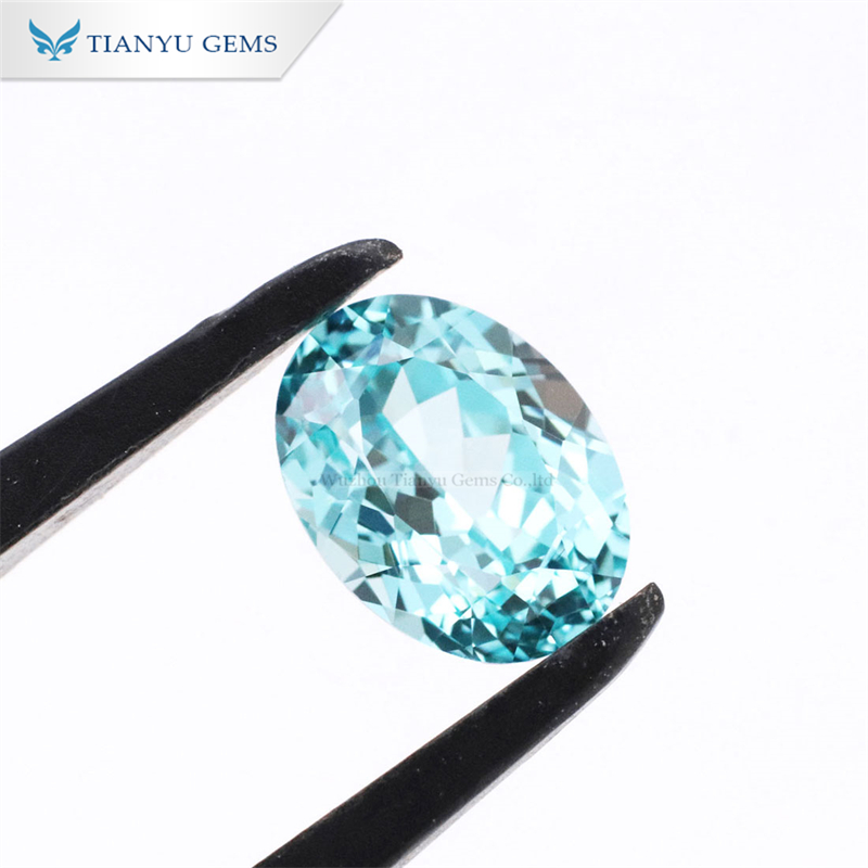Tianyu Gems Hand Cut Oval Shape Paraiba Lab Grown Sapphire Gemstone 8