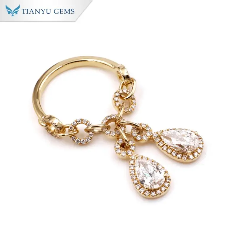 Tianyu Gems Pear Cut Lab Diamond Pendant Engagement Ring 18k Yellow Gold Ring 1