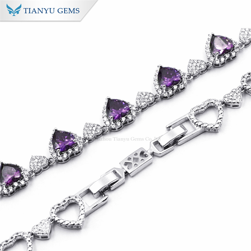 Tianyu Gems Heart Ladenvert Sapphire Necklace White Gold Necklace For Woman 3