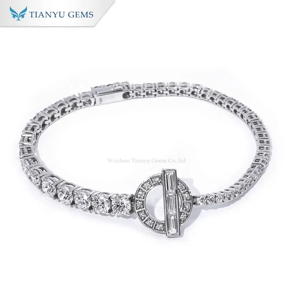 Bracelet de tennis Tianyu Gems en or blanc 14 carats avec diamants de laboratoire pour femme 1