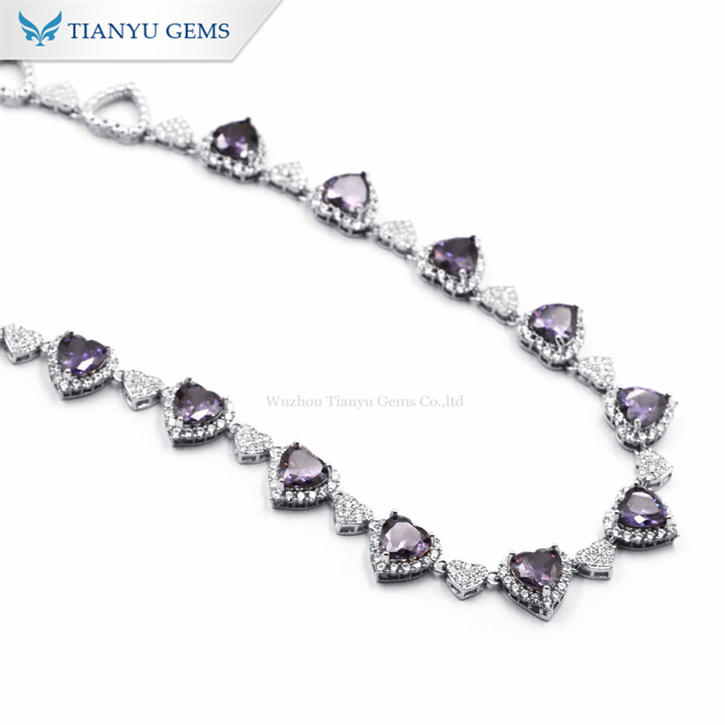 Tianyu Gems Heart Ladenvert Sapphire Necklace White Gold Necklace For Woman 7