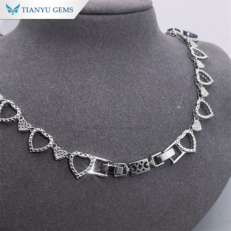 Tianyu Gems Heart Ladenvert Sapphire Necklace White Gold Necklace For Woman 5