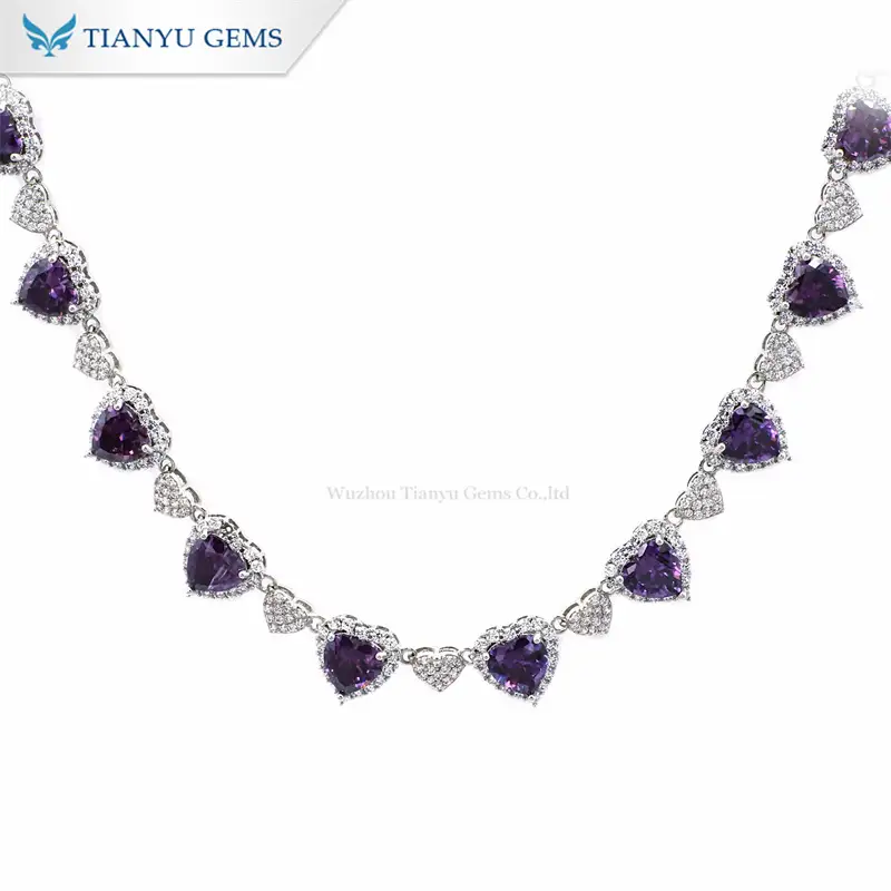 Tianyu Gems Heart Ladenvert Sapphire Necklace White Gold Necklace For Woman 1