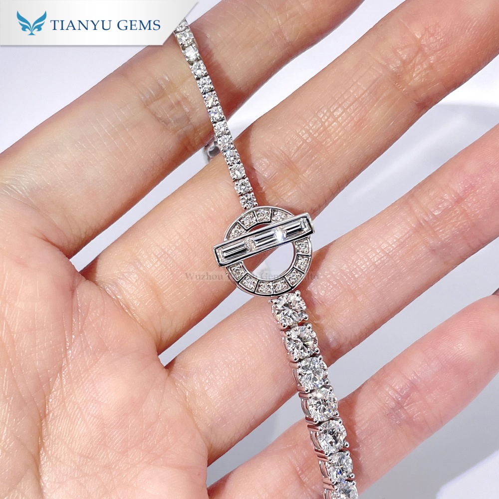 Bracelet de tennis Tianyu Gems en or blanc 14 carats avec diamants de laboratoire pour femme 2