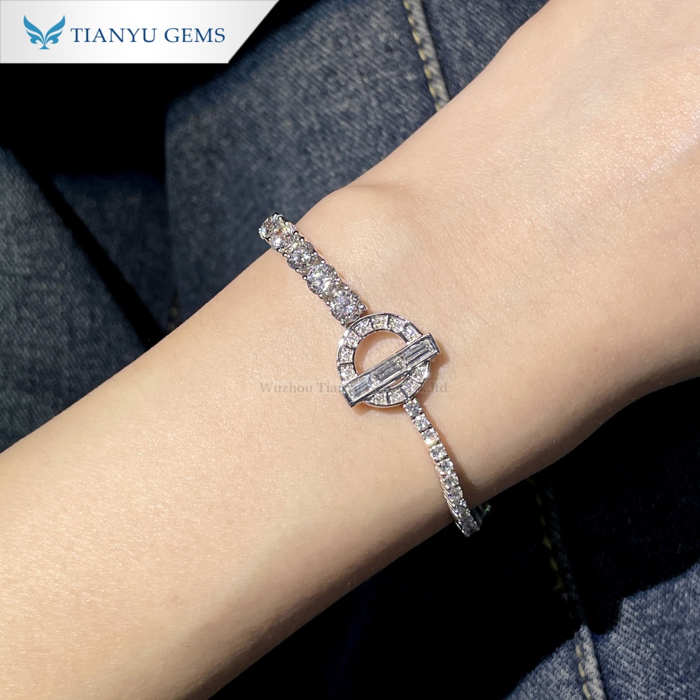 Bracelet de tennis Tianyu Gems en or blanc 14 carats avec diamants de laboratoire pour femme 4