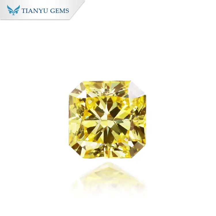Tianyu gems 2ct Excellent Polished Fancy Intense/Vivid Yellow Loose Radiant cut CVD/HPHT Lab Diamond Fancy Colors 1
