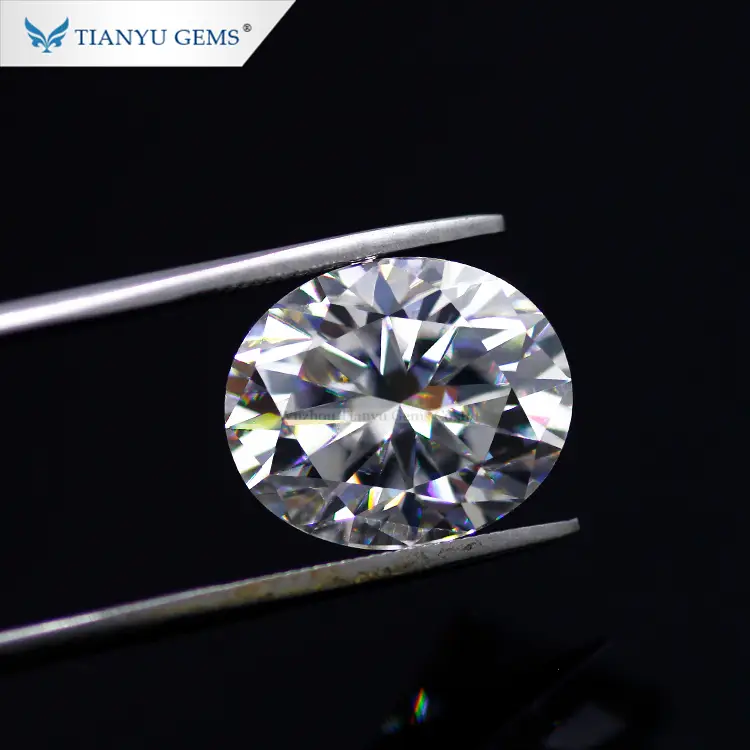 Tianyu gems oval hearts and arrows cut synthetic diamond moissanite white DE color 1