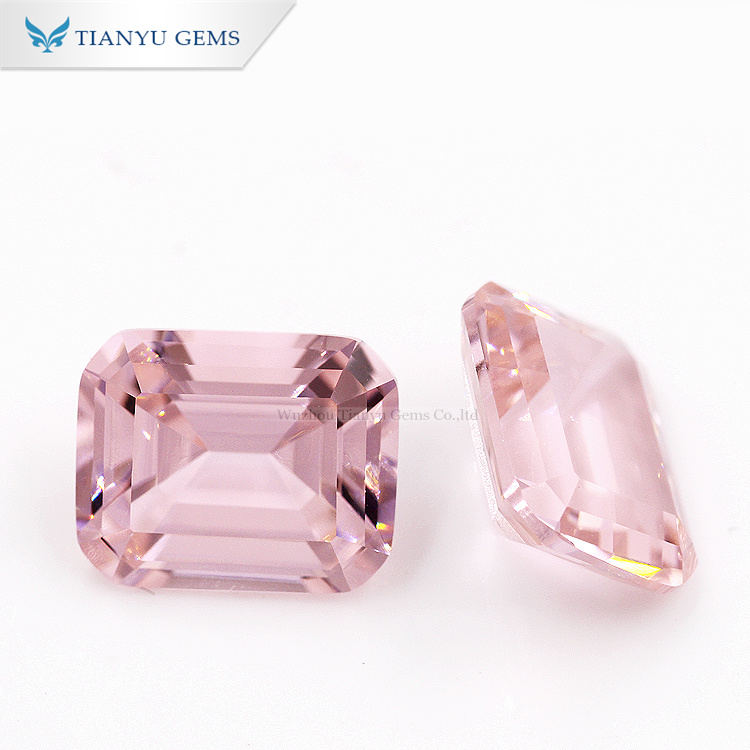 #44 Light Pink Emerad Cut Synthetic Gemstone Nanosital 8